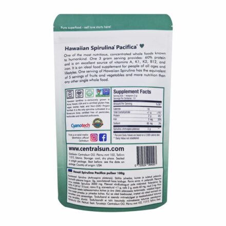 Hawaiian Spirulina powder centralsun back