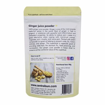 Külmkuivatatud ingveri mahlapulber Centralsun 2