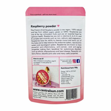 Organic freeze-dried raspberry powder centralsun 1-1