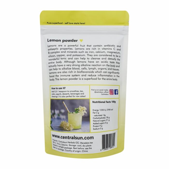 Freeze-Dried Lemon Powder 100g Centralsun