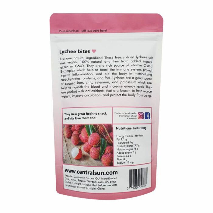 Freeze-Dried Lychee Bites 33g Centralsun