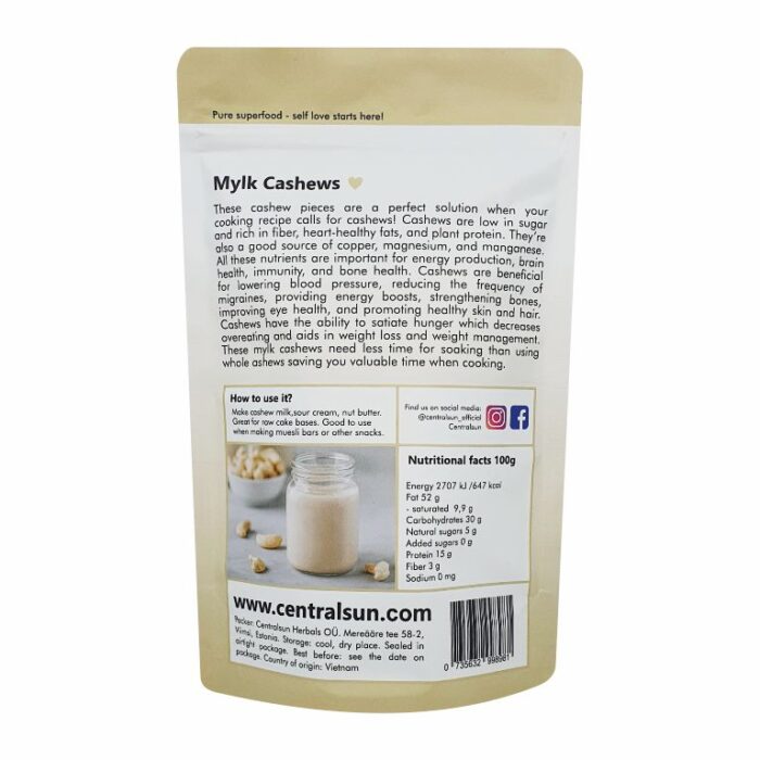 Organic Cashew Pieces 400g | Centralsun back