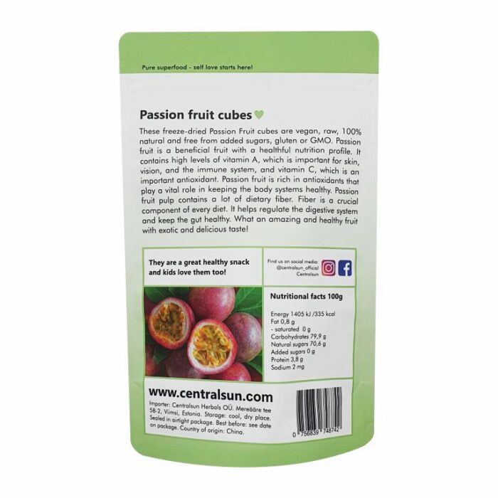 Freeze-Dried Passion Fruit Cubes 33g Centralsun