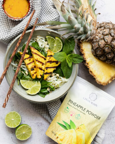 Külmkuivatatud ananassi pulber ananssi marinaadis grillitud tofu centralsun