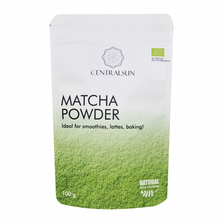 Mahe matcha pulber - Centralsun - paki esikülg Mahe matcha pulber - Centralsun - paki esikülg