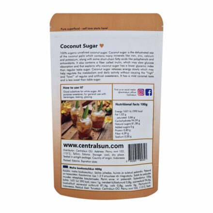 Organic coconut sugar Centralsun 2