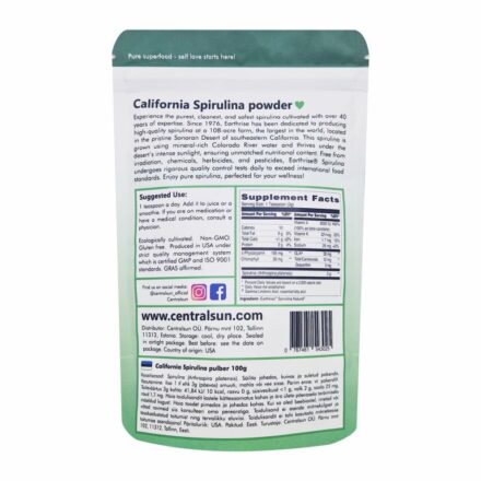California Spirulina powder centralsun back