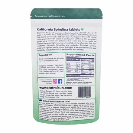 California Spirulina tablets centralsun back