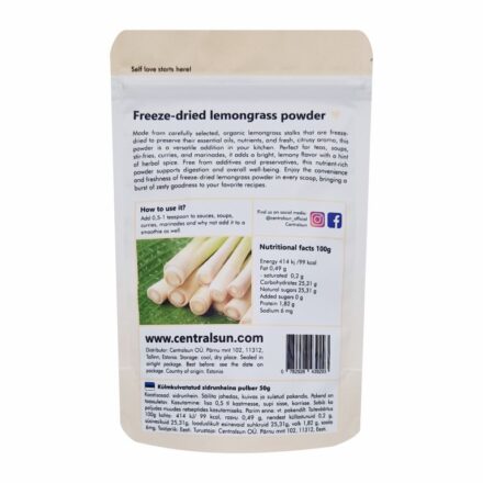 Organic freeze-dried lemongrass powder