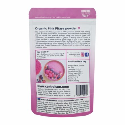 Luomu pakastekuivattu punaisen lohikäärmehedelmän jauhe