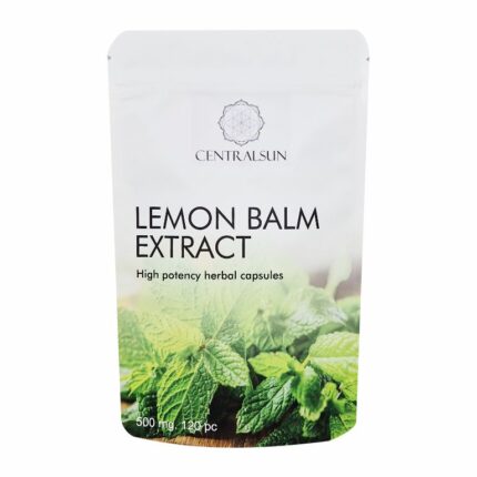 Sidrunmelissi Lemon Balm Extract Capsules 500mg – 120 pcs | Centralsun frontkapslid - Centralsun - paki esikülg