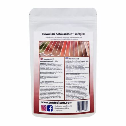 Hawaiian Astaxanthin Capsules 4 mg – 60 pcs | Centralsun back