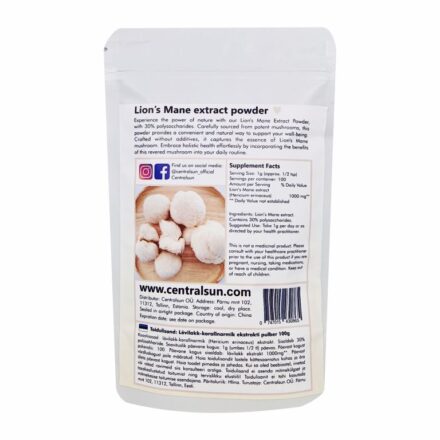 Lion’s Mane Extract Powder 30% Polysaccharides | Centralsun back