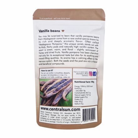 Pompona Vanilla Beans 100g – Madagascar | Centralsun back